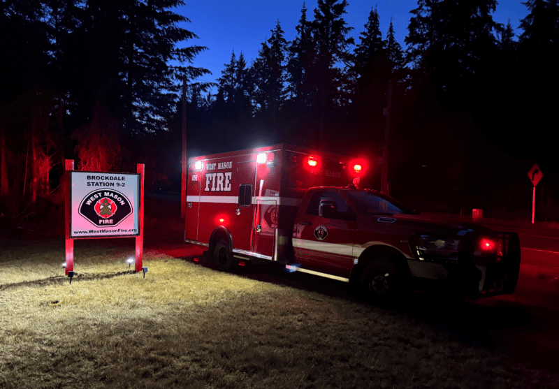 Wmf Station 9-2 Sign At Night | West Mason Fire | Mason County Fire District 16 &Amp;Amp; 9 | Onestop Northwest Llc | Onestopnw