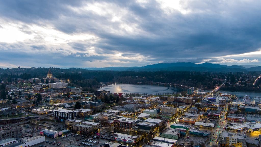 olympia, washington at sunset in december olympia, washington at sunset in december