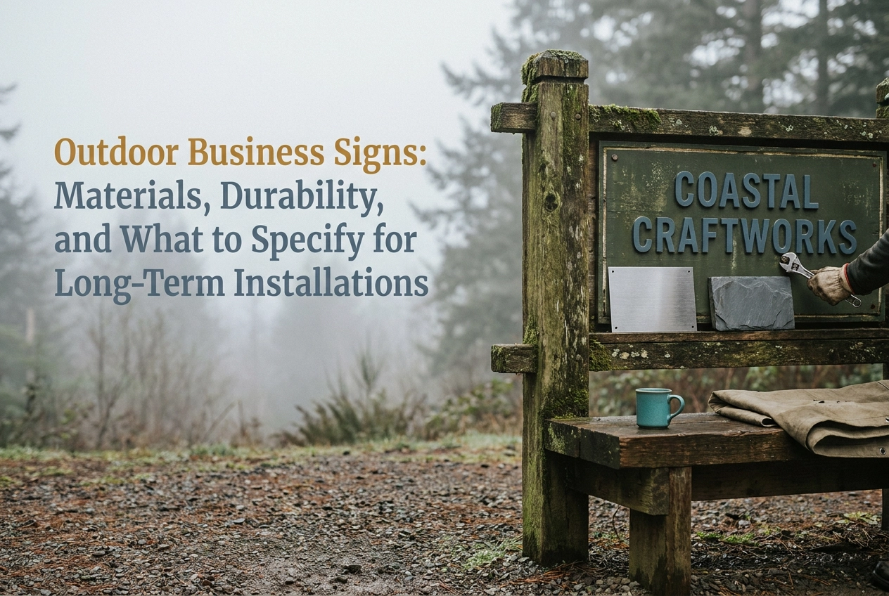 Professional header image for industry analysis: Outdoor Business Signs: Materials, Durability, and What t...